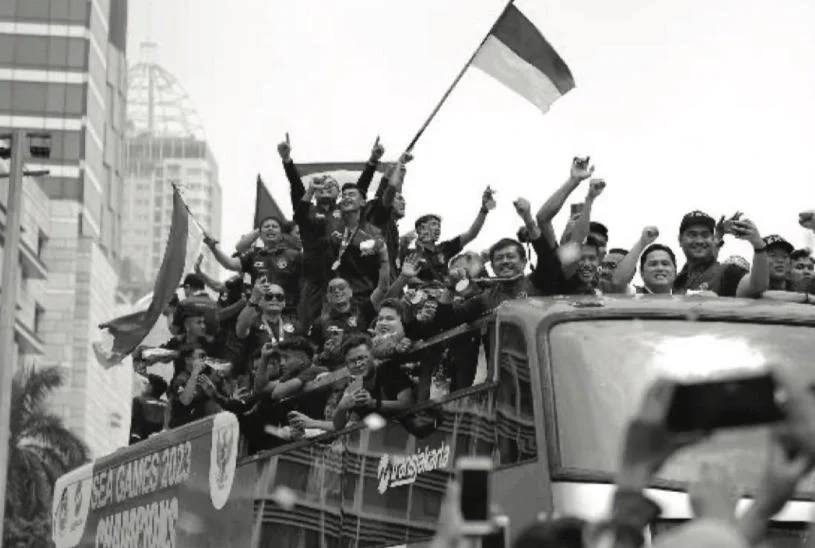 The SEA Games football team celebration parade in Jakarta